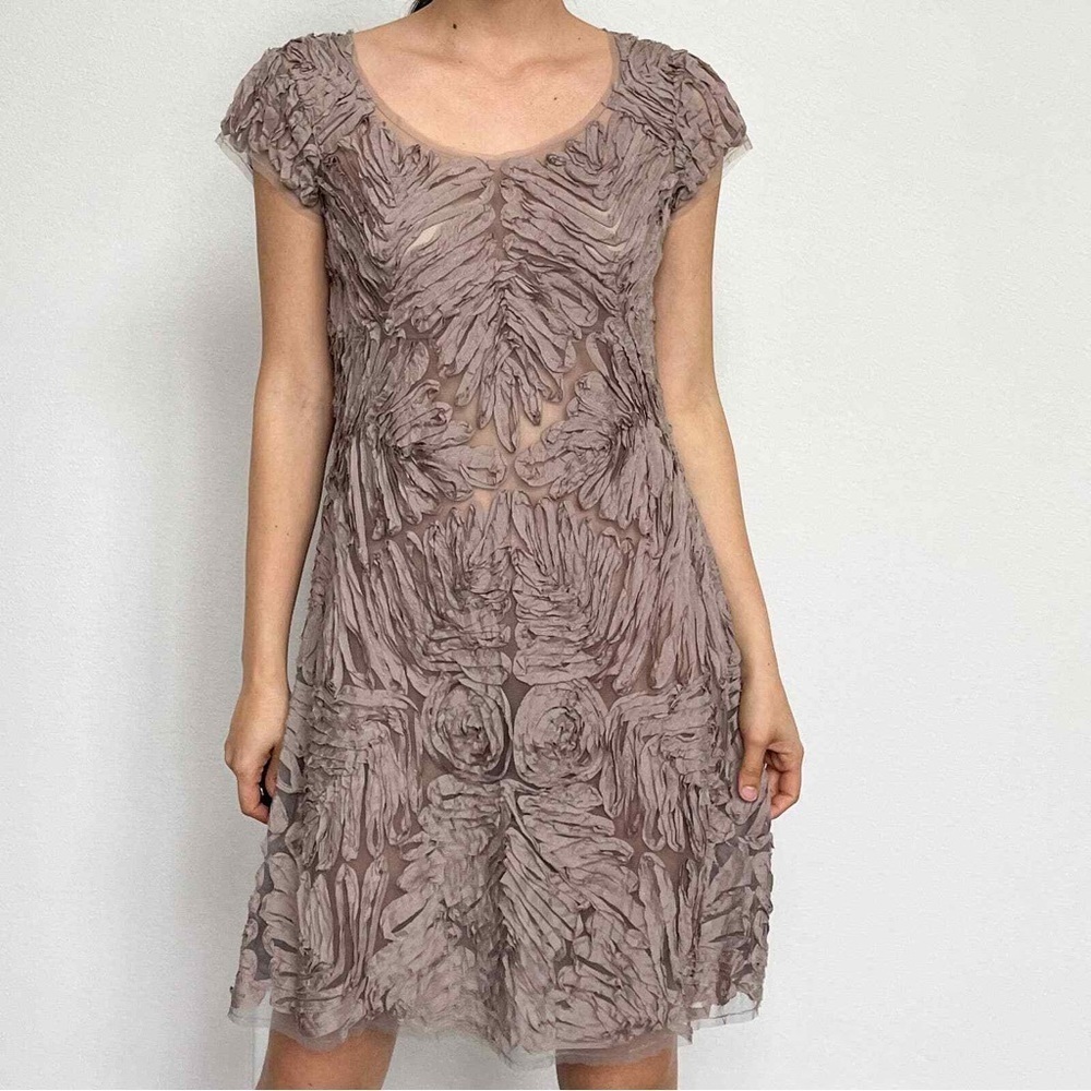 Chan Luu Brown and Cream Textured Short-Sleeve Dress - MOVING SALE!